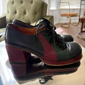 Vintage 1970s Leather Platform Disco Pimp Shoes Mens Size 9 Made In Italy